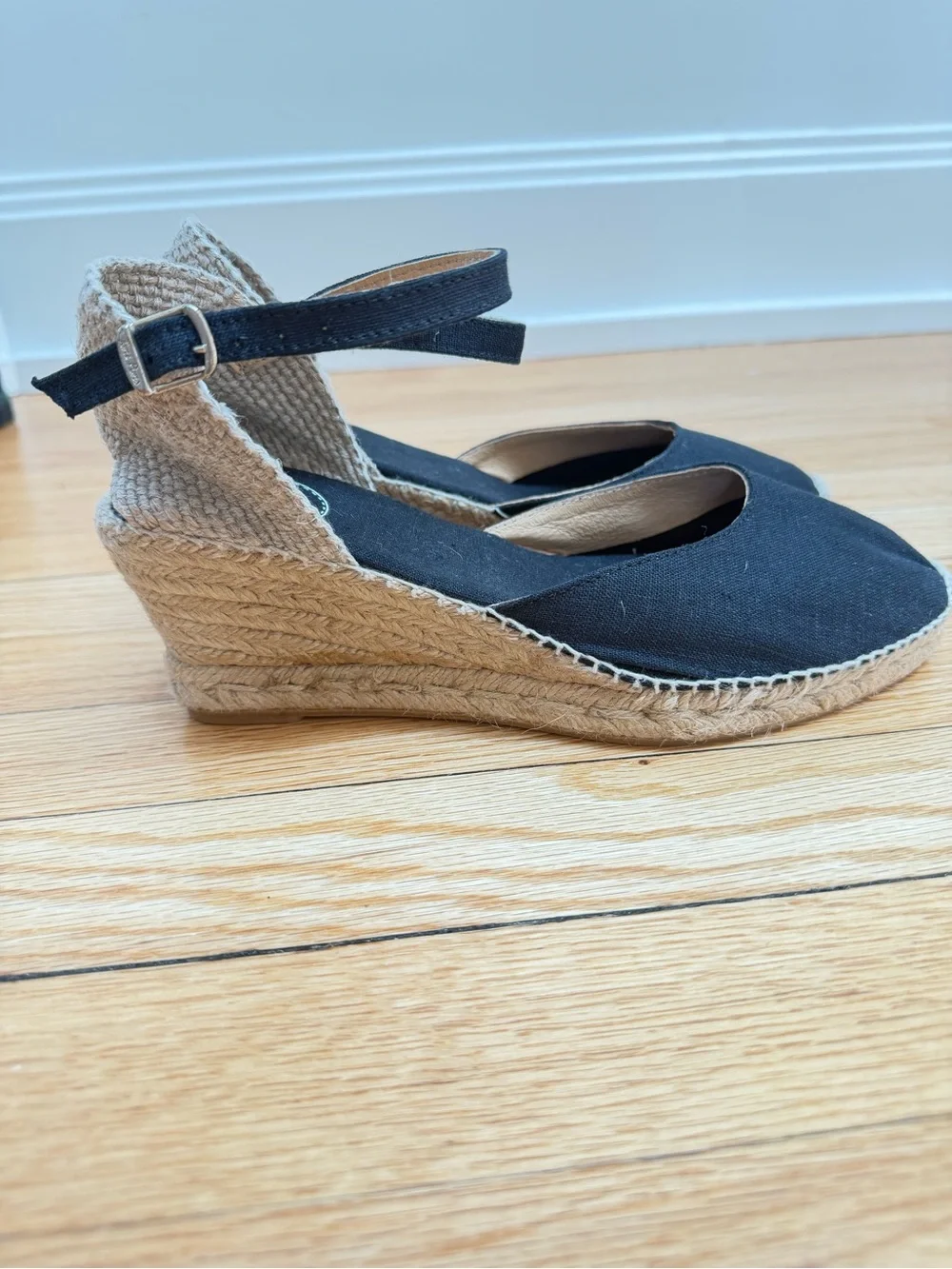 😍 NWOT Toni Pons Caldes Black Linen Espadrille Wedges EU 40/  9-9.5